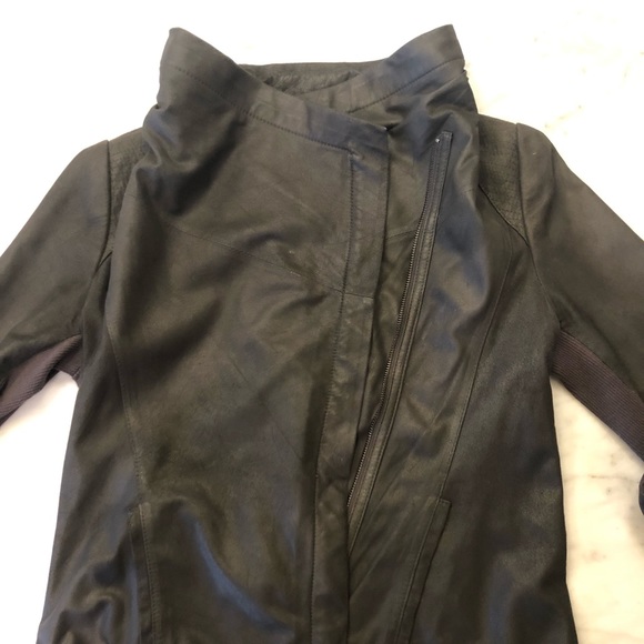 Elie Tahari Andreas Drape Gray Lamb Leather Jacket - Picture 8 of 16
